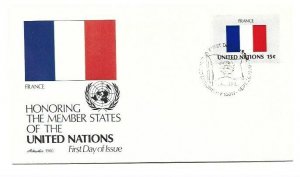 United Nations #334 15c Flag Series 1980, France, Artmaster FDC