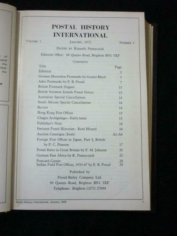 POSTAL HISTORY INTERNATIONAL No's 1-12 JAN-DEC 1972 BOUND 