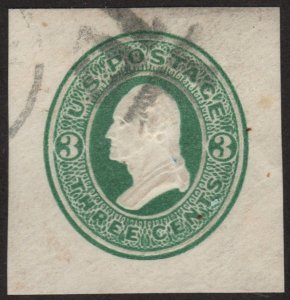 SC#U82 3¢ Washington Cut Square (1870) Used