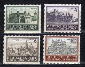 GERMANY OCCUPATION WW2 POLAND GENERALGOUVERNEMENT SCOTT N100-N103 PERFECT MNH