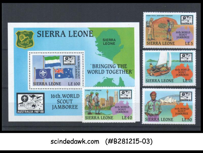 SIERRA LEONE - 1988 16th World SCOUT Jamboree SET OF 3-STAMPS & 1-MIN/SHT MNH