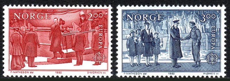 Norway 805-806, MNH. Europa CEPT. King Haakon VII, Prince Olav, 1982