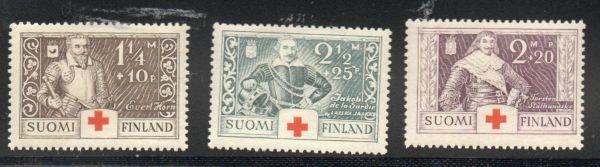 Finland Sc B18-20 1935 Red Cross charity stamp set mint