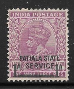 India Patiala O58: 1a on 1a3p George V, unused, NG, F