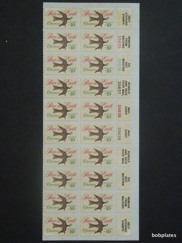 BOBPLATES #1552 Dove Plate Block of 20 F-VF NH <=> See Details for #'s