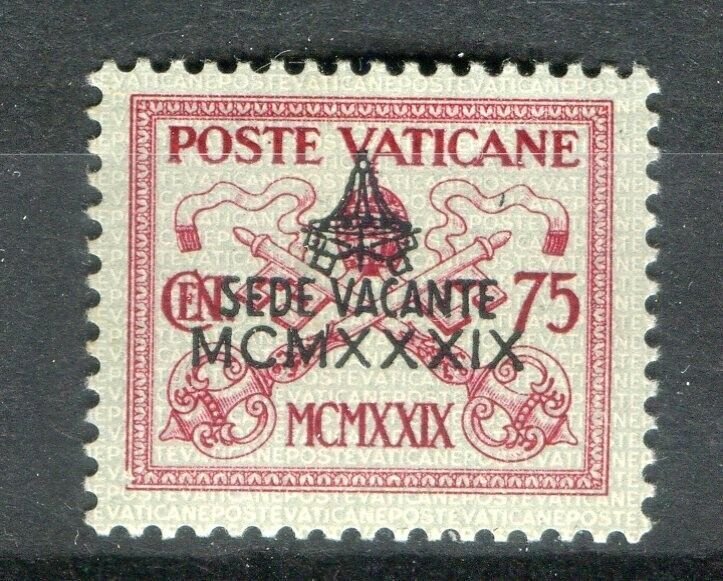 VATICAN; 1939 early Death of Pope Pius XI issue Mint hinged 75c. value