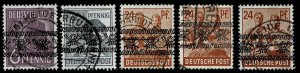 Germany 1948,Sc.#601; 604, 608 used Posthorn Ribbon Overprint