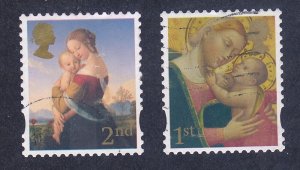 Great Britain 2521-22 Used 2007 Madonna & Child Self-Adhesive Christmas Set of 2