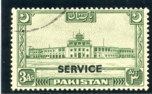 Pakistan 1949 KGVI Official 3a green very fine used. SG O30. Sc O30.