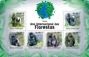 MOZAMBIQUE 2011 SHEET INTERNATIONAL YEAR OF FORESTS PRIMATES MONKEYS WILDLIFE