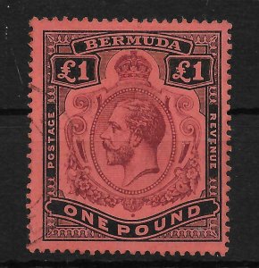 BERMUDA SG55 1918 £1 PURPLE & BLACK ON RED USED