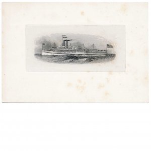 Sidewheeler, Die Proof on india on card, Bureau of Engraving and Printing 1870's