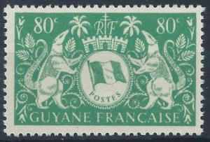 FRENCH GUIANA 1945 SG202 80c - green Arms of French Guiana Mint MNH