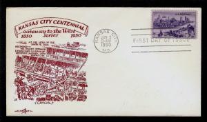 FIRST DAY COVER #994 Kansas City Centennial 3c PENT ARTS U/A FDC 1950