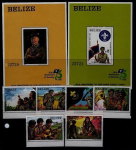 Belize Sc 638-45 NH set +2 S/S of 1982 - Scouts