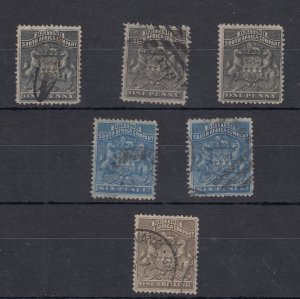 BSAC Rhodesia 1892/1893 Collection Of 6 Fine Used BP10835