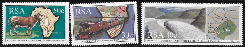 South Africa 1990 Cooperation in Southern Africa Map Sc 785-787 MNH A1589