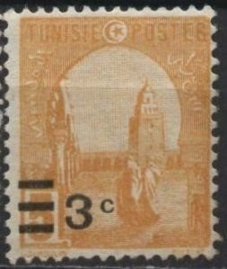 Tunisia 115 (mng) 3c on 5c mosque at Kairouan, org (1928)