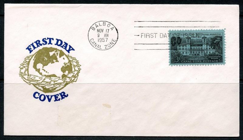 PANAMA CANAL 1957 GORGAS HOSPITAL  FIRST DAY COVER