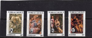 TURKS & CAICOS 1984 EASTER PAINTINGS BY CORREGGIO SET OF 4 STAMPS MNH