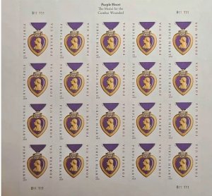 Purple Heart ,forever stamps  5 Sheets of 20 ,100PCS