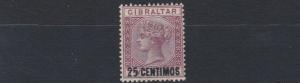 GIBRALTAR  1889  S G 17  25C ON 2D  BROWN  PURPLE NO GUM  