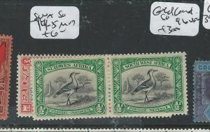 SOUTH WEST AFRICA (P2606B) 1/2D BIRD, 1D TRAIN SG74-5 MOG