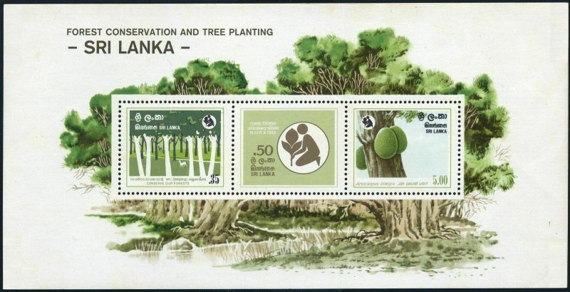 Sri Lanka 620-622,622a,MNH.Michel 567-569,Bl.17. Forest Conservation,1982.Tree.