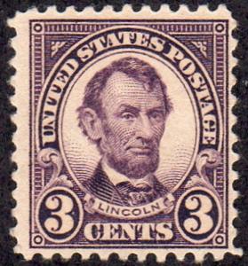 United States 555 - Mint-H - 3c Abraham Lincoln (1923) (cv $13.00)