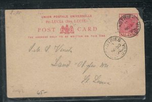 ST LUCIA COVER (PP0806B) 1900 QV 1D PSC SENT TO ST DENNIS NO MSG UR CORNER ROUND 