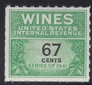 US Revenues Wine re192, 67-cent value, MNH