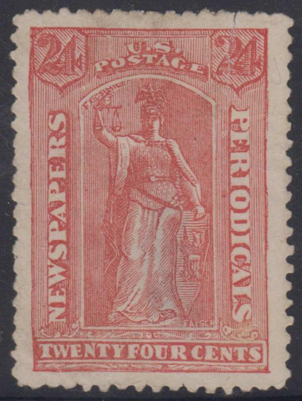 USA 1875 NEWSPAPER Sc PR17 KEY VALUE LITHO FORGERY UNUSED JUSTICE 