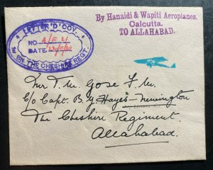 1930 Calcutta India Experimental Flight Airmail cover To Allahabad Hanaidi Wapit