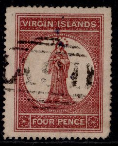 BRITISH VIRGIN ISLANDS QV SG16, 4d lake-red, USED.