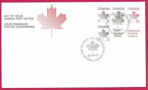 CANADA SC#945B MAPLE LEAF Booklet plate (1982) CPO First Day Cover