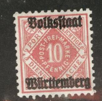 Germany State Wurttemberg Scott o47 MH* 1919 official 