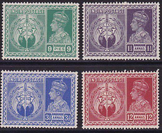 INDIA 1946 Victory set mint - lightly hinged...............................8483