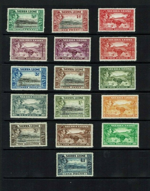 Sierra Leone:  !938 King George VI Definitive set, Mint 