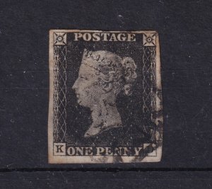 GB QV 1840 1d Penny Black SG3 Maltese Cross 4 Margin Fine Used BP15891