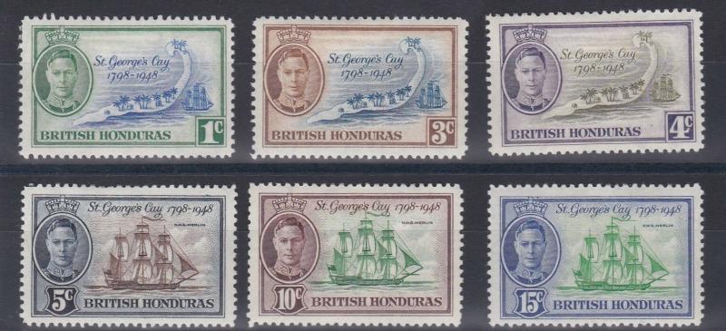 BRITISH  HONDURAS 1949    S G 166 - 171   ST GEORGES SET OF 6    MH  