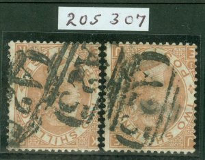 SG 121 2/- browns variety inverted watermarks. Fine used with ‘A25’ Malta... 