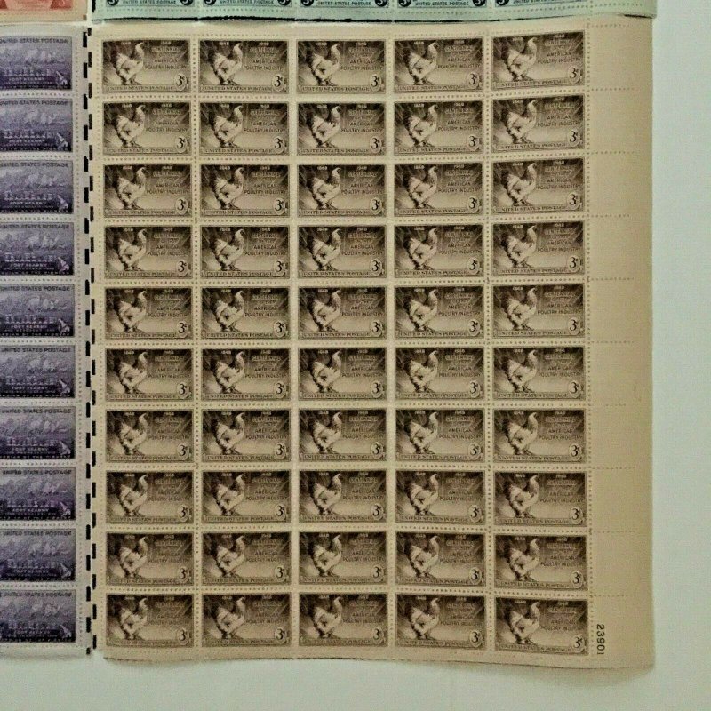 US,963,964,967,968,970,974,MNH VF,6 FULL SHEETS,1940'S COLLECTION,MINT NH ,VF