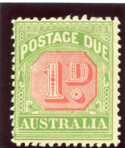 Australia 1910 KEVII Postage Due 1d rosine & yellow-green (Die II) MLH. SG D64b.