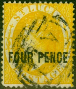 St Lucia 1882 4d Yellow SG30 Fine Used