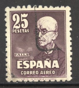 Spain Scott C123 Used LH - 1947 25p Manuel de Falla - SCV $15.00