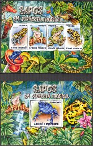 Sao Tome and Principe 2015 Frogs sheet + S/S MNH