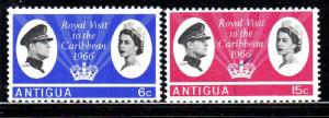 ANTIGUA #161-162  1966  ROYAL VISIT    MINT  VF NH  O.G  b