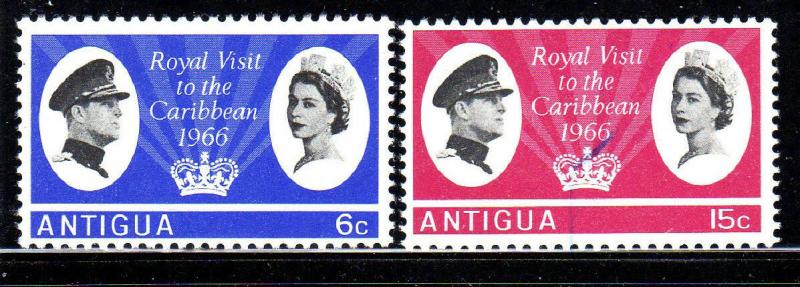 ANTIGUA #161-162  1966  ROYAL VISIT    MINT  VF NH  O.G  b