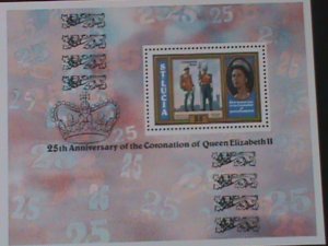 ​ST.LUCIA- SC# 442  25TH ANNIV: CORONATION OF QUEEN ELIZABETH II  MNH S/S VF