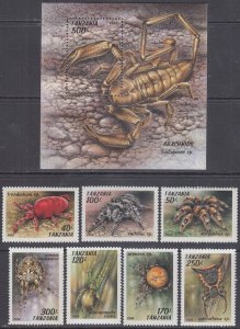 TANZANIA Sc # 1235-42 CPL MNH SET of 7 + S/S - ARACHNIDS (CRABS, LOBSTERS)